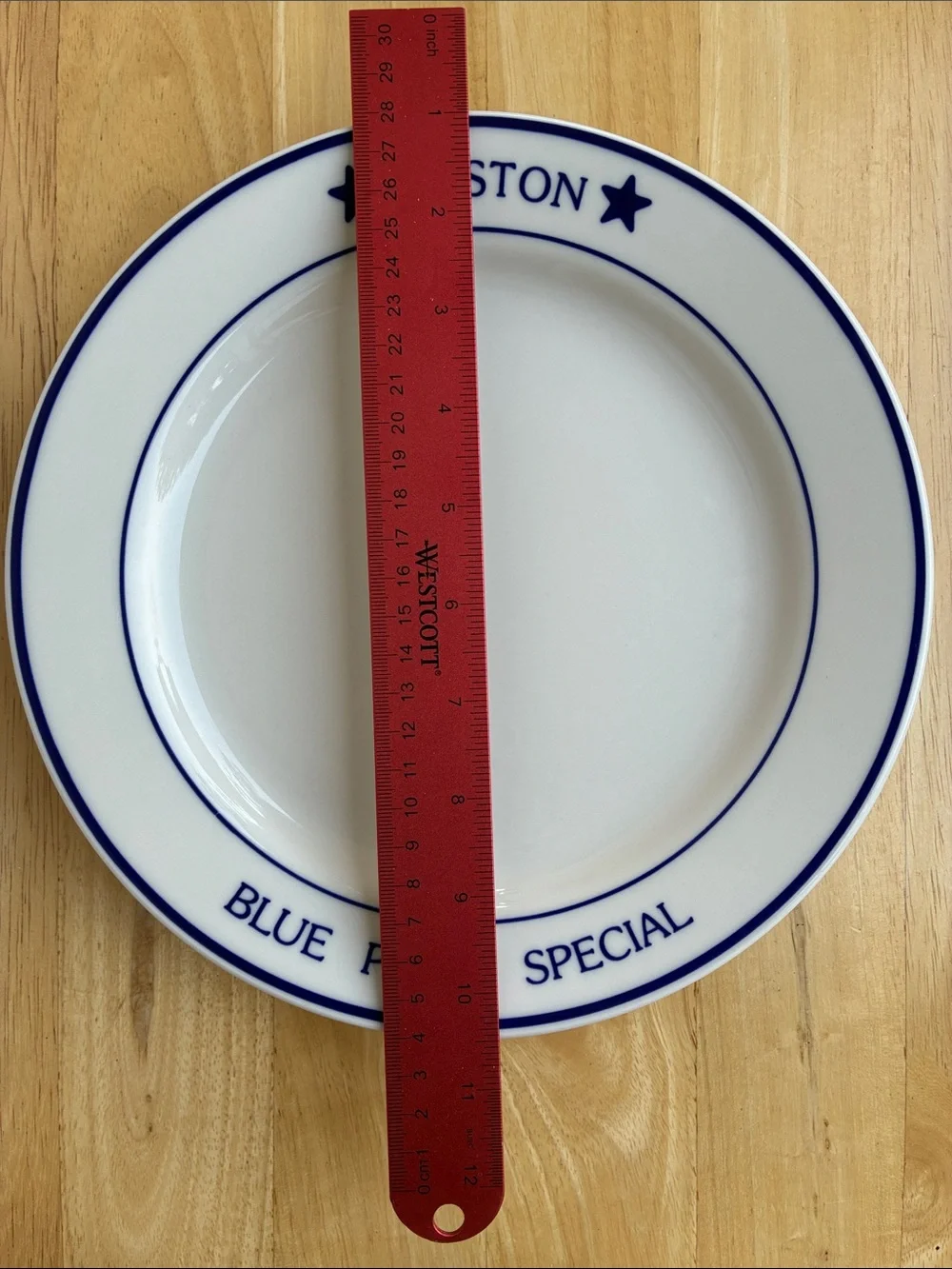 2 Boston Blue Plate Special Ceramic Dinner Plate - White with Navy Blue Trim